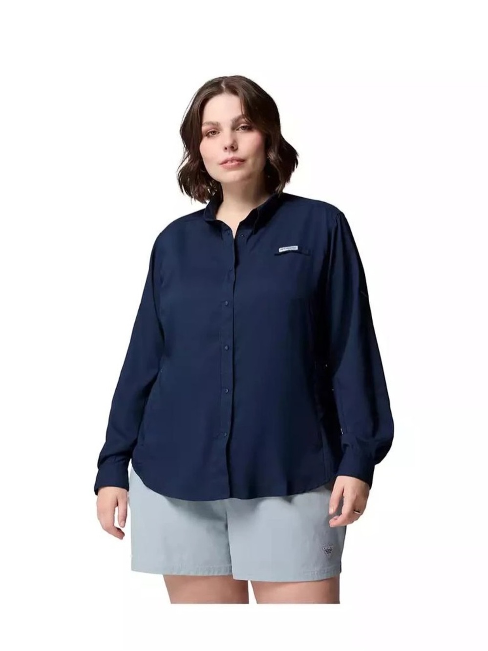 Columbia Tamiami Long Sleeve Shirt Womens 3X Plus Size UPF 40 Fishing NWT Navy